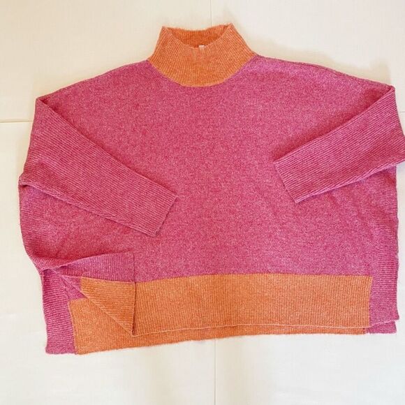 J. Marie Oversized Slouchy Mock Neck Sweater Pink Size M Cozy - Picture 3 of 5